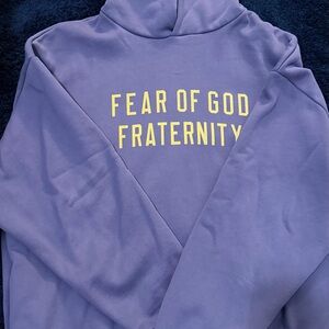 NWOT Fear of God Lavender Hoodie with Yellow Lettering
